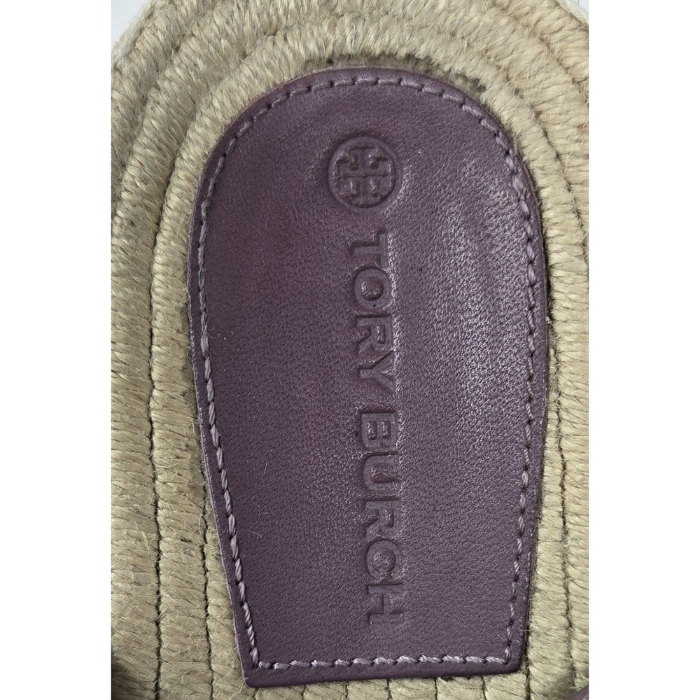 Tory Burch Sandals Womens 7M Selby Espadrille Flats Strappy Ring Logo leather - Picture 6 of 9